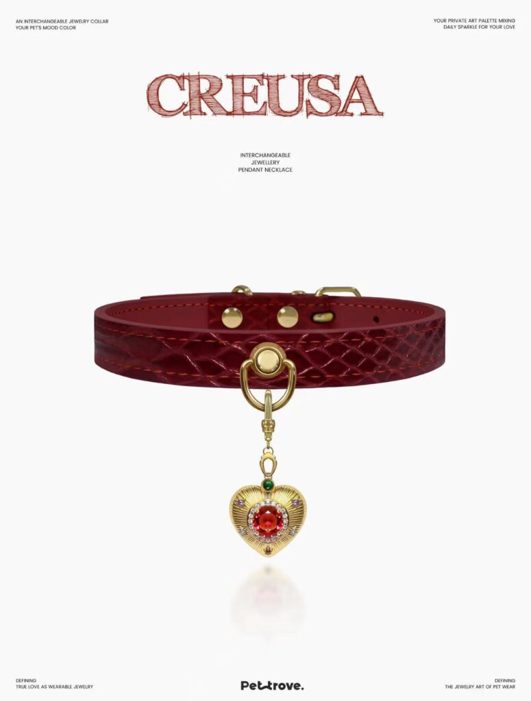 Burgundy Crocodile-Embossed Jewel Dog/Cat Collar