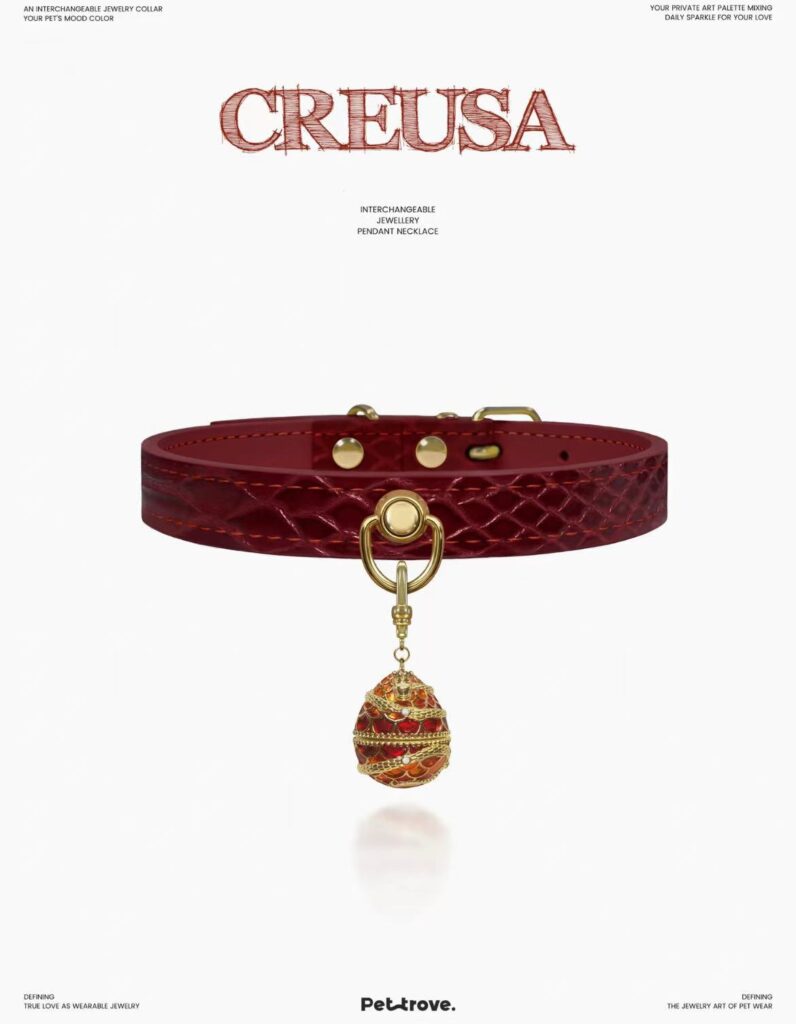 Burgundy Crocodile-Embossed Jewel Dog/Cat Collar