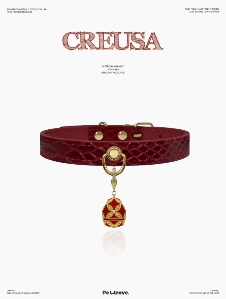 Burgundy Crocodile-Embossed Jewel Dog/Cat Collar