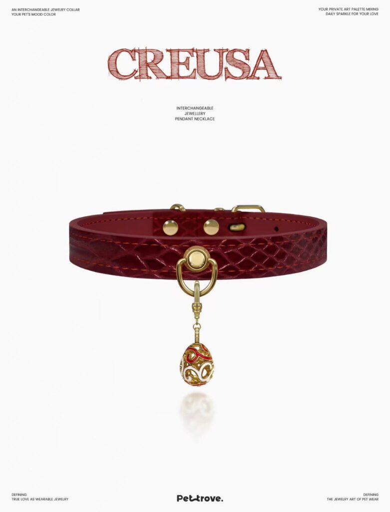 Burgundy Crocodile-Embossed Jewel Dog/Cat Collar style 4